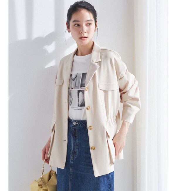 VIS「【防シワ】リネンライクミリタリーシャツジャケット」|ミリタリージャケット|