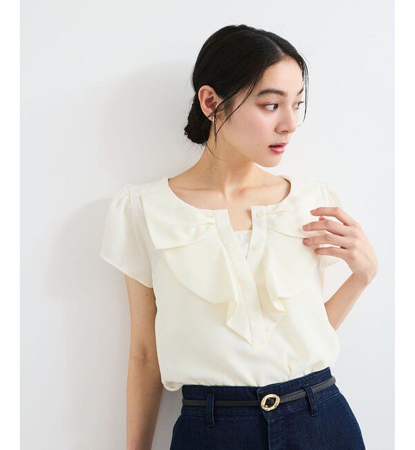 VIS「【WEB限定】【2WAY】リボンモチーフフリルブラウス」|シャツ・ブラウス|
