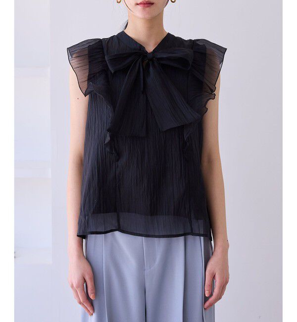 VIS「主役級！華やぎシアーシャイニーボウタイフリルブラウス【前後2WAY】【洗える】」|シャツ・ブラウス|