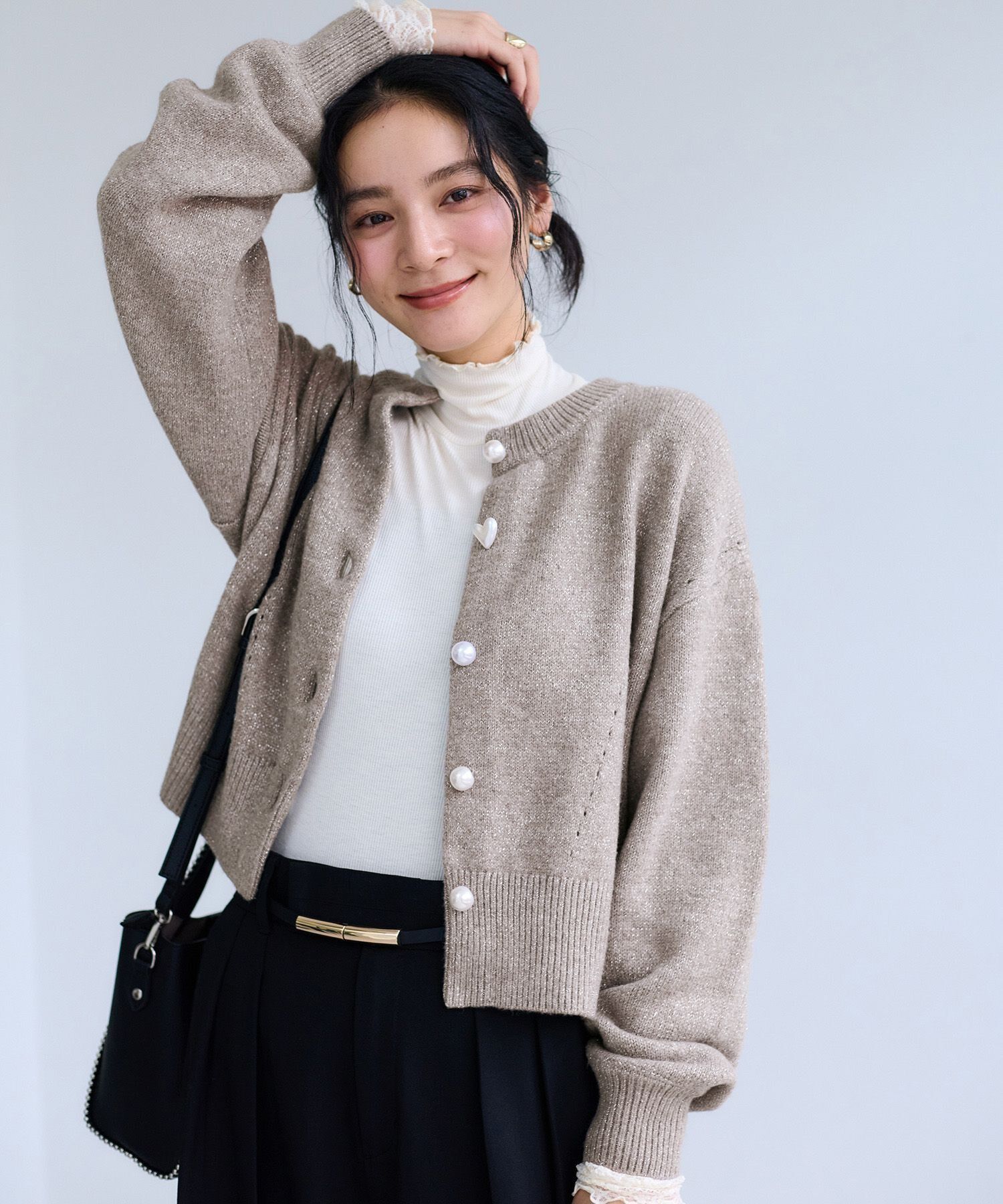 VIS「ハートアソートパール釦ラメミックスカーディガン/イージーケア・一部WEB限定カラー」|カーディガン|