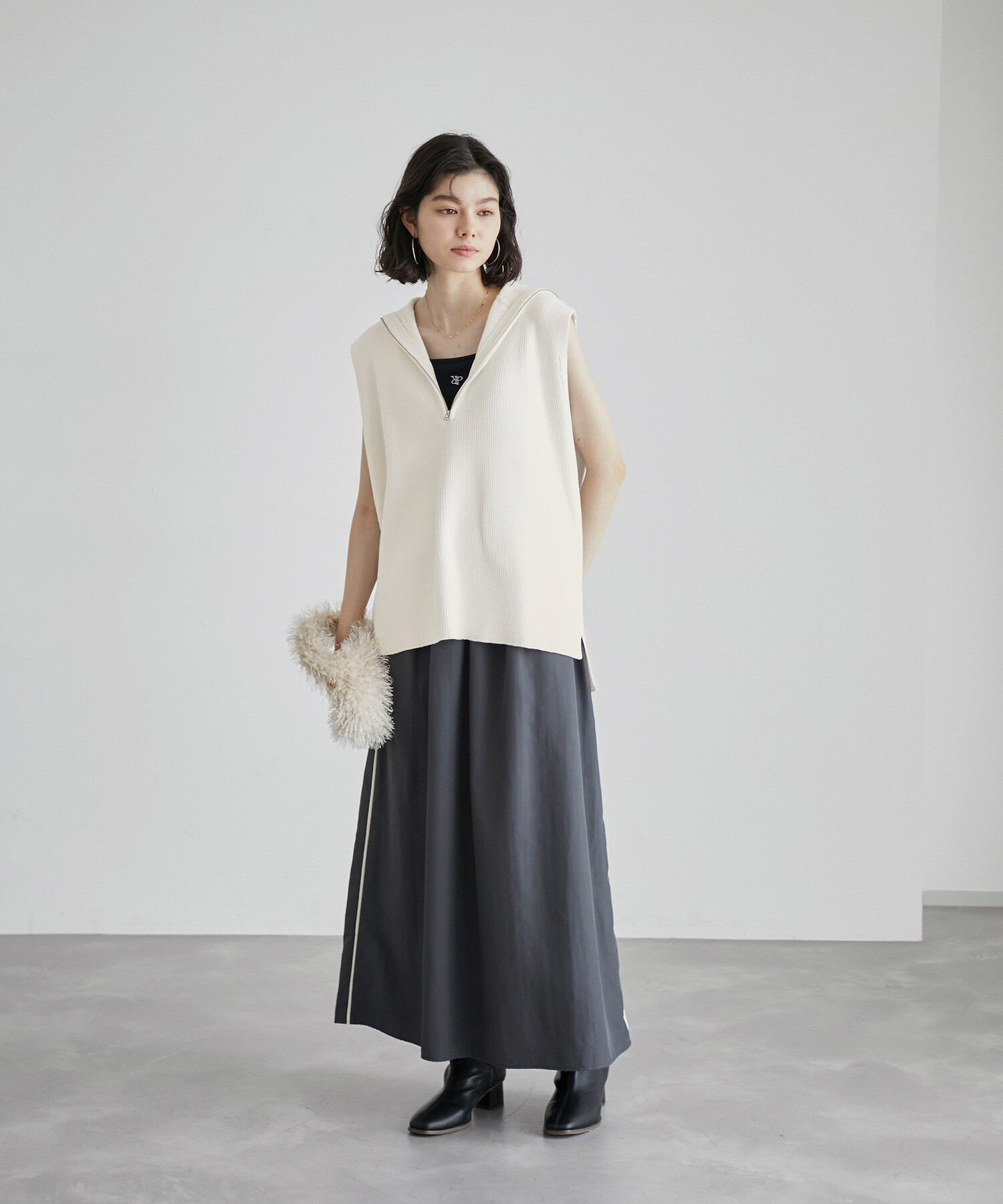 ROPE' PICNIC R「ハーフジップノースリーブニット」|ニット・セーター|