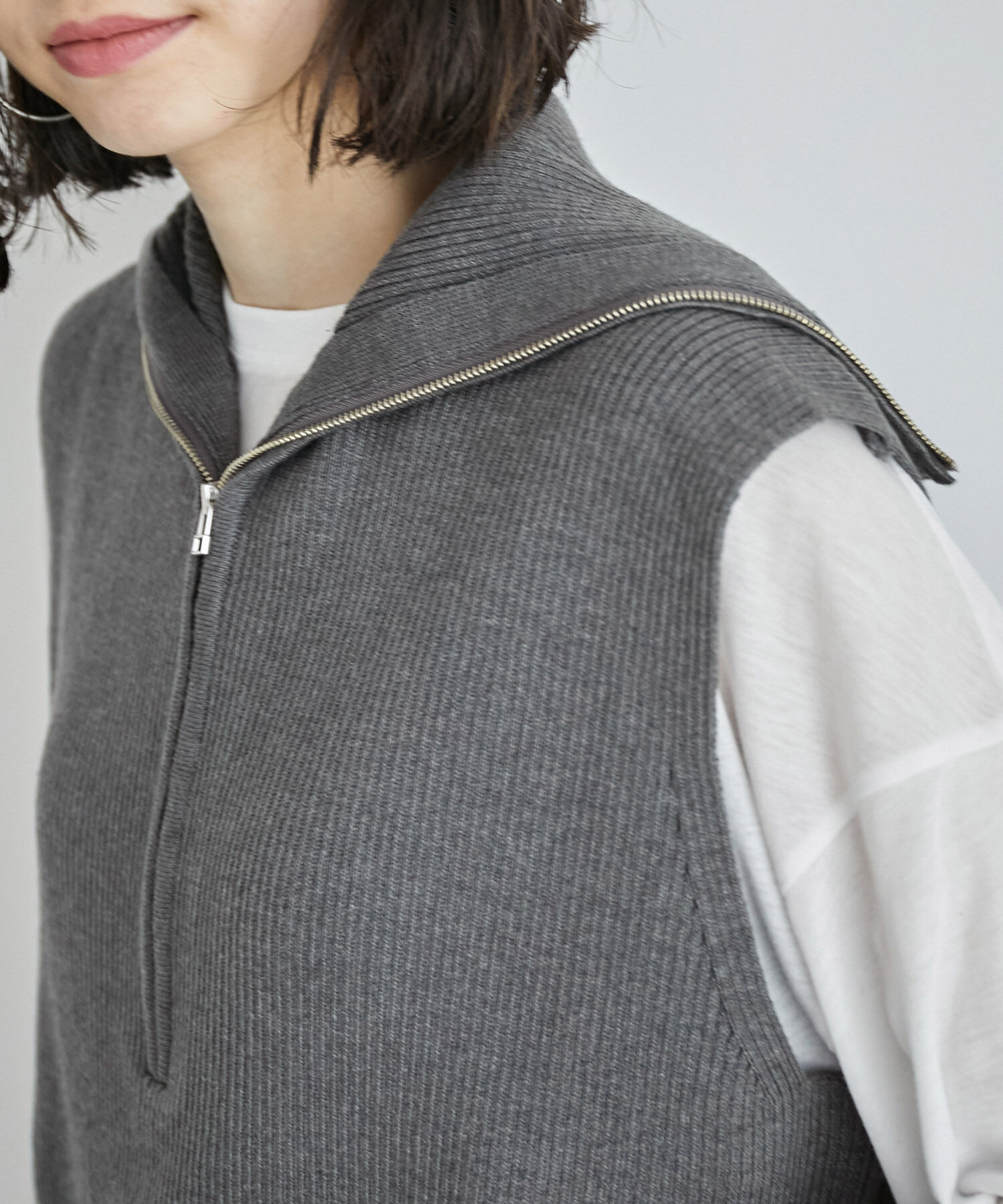 ROPE' PICNIC R「ハーフジップノースリーブニット」|ニット・セーター|