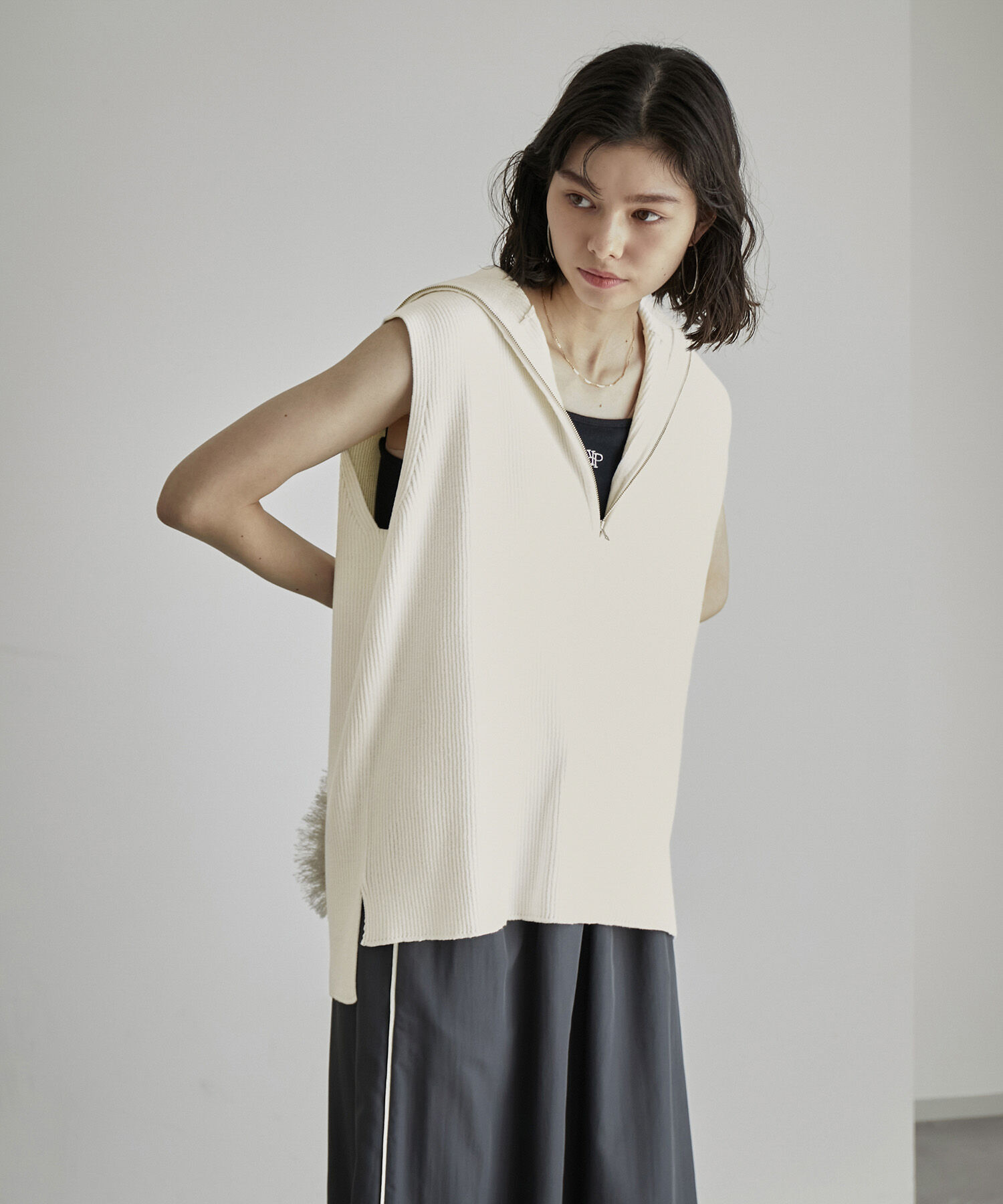 ROPE' PICNIC R「ハーフジップノースリーブニット」|ニット・セーター|