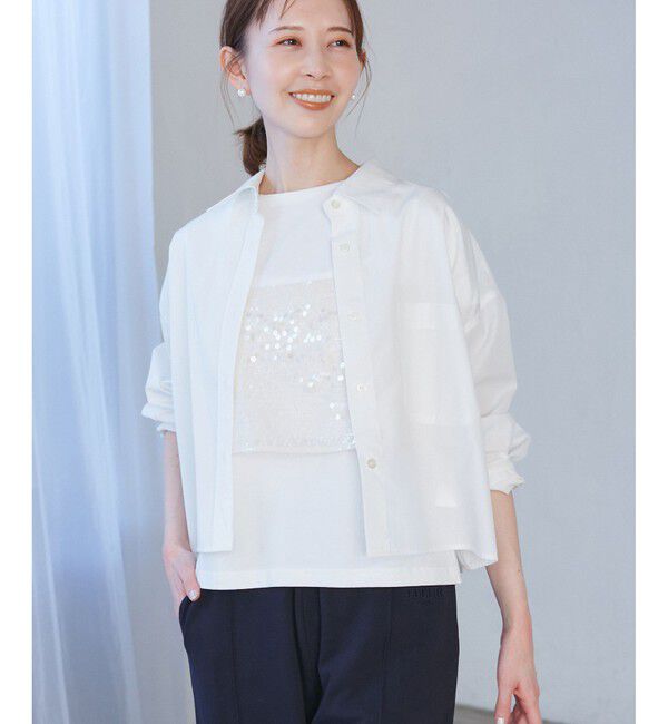 Rope&rsquo;Picnic「【花粉ガード・防シワ】クロップドシャツ」|シャツ・ブラウス|