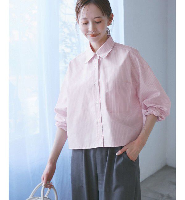 Rope&rsquo;Picnic「【花粉ガード・防シワ】クロップドシャツ」|シャツ・ブラウス|