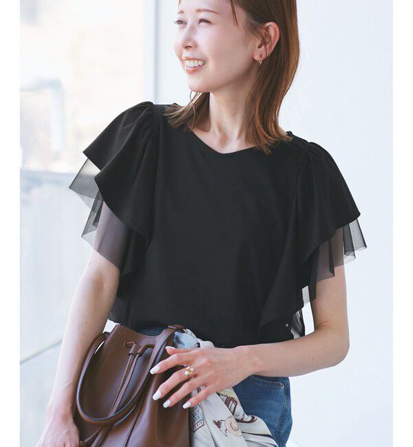 Rope&rsquo;Picnic「【UVカット・接触冷感】Cutee チュールフリルトップス」|Tシャツ・カットソー|