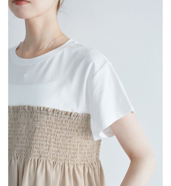 Rope&rsquo;Picnic「シャーリングビスチェ風ドッキングカットソー」|Tシャツ・カットソー|