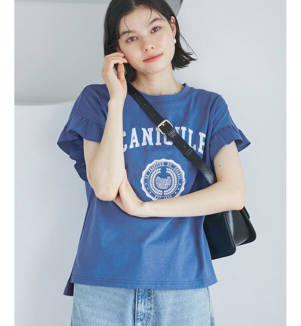 Rope&rsquo;Picnic「袖フリルカレッジロゴTシャツ」|Tシャツ・カットソー|