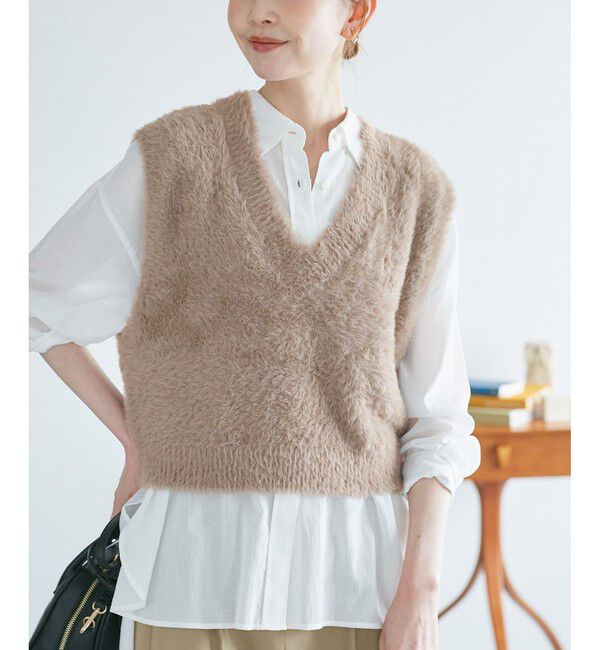 Rope&rsquo;Picnic「ショートフェザーニットベスト」|ベスト・ジレ|