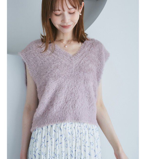 Rope&rsquo;Picnic「ショートフェザーニットベスト」|ベスト・ジレ|