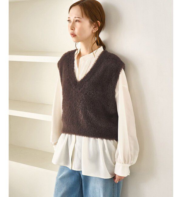 Rope&rsquo;Picnic「ショートフェザーニットベスト」|ベスト・ジレ|