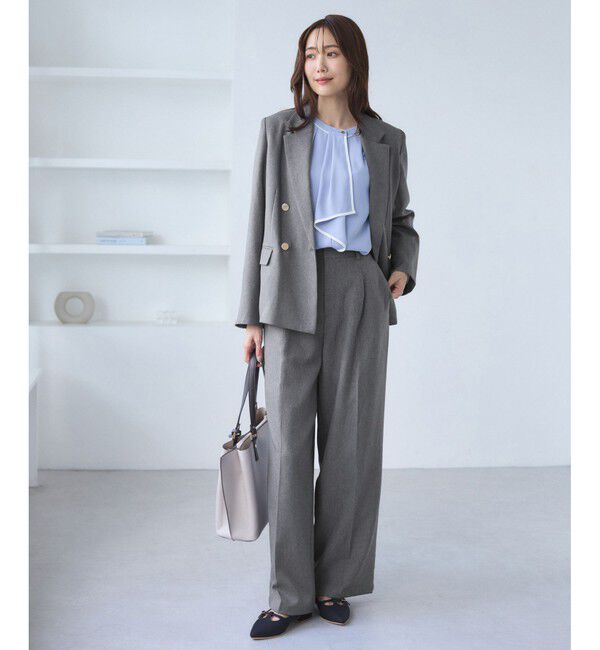 Rope&rsquo;Picnic「レディハンサムシリーズ ウールライク金ボタンジャケット(総裏地)/セットアップ対応」|テーラードジャケット|