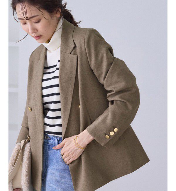 Rope&rsquo;Picnic「レディハンサムシリーズ ウールライク金ボタンジャケット(総裏地)/セットアップ対応」|テーラードジャケット|