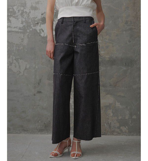 ADAM ET ROPE'「【EMOELLE】カットオフラインデニム」|デニム|ネイビー系(43)