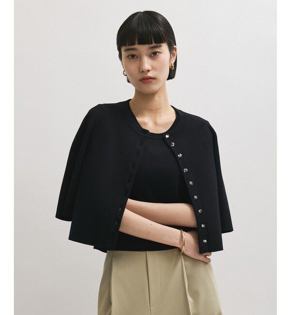 ADAM ET ROPE'「【サステナブル】クールタッチニットカーディガン」|カーディガン|ブラック(01)