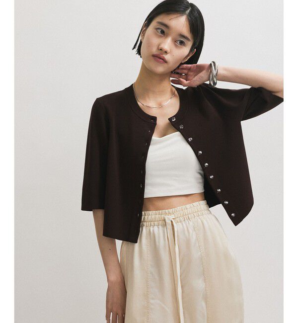 ADAM ET ROPE'「【サステナブル】クールタッチニットカーディガン」|カーディガン|ブラウン(20)