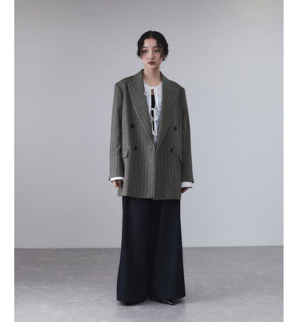 ADAM ET ROPE'「ダブルブレストツイード＆チェックジャケット」|テーラードジャケット|