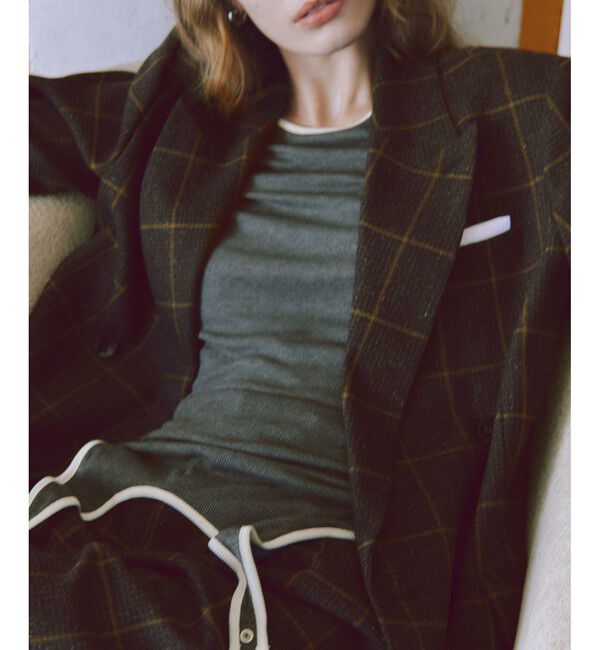 ADAM ET ROPE'「ダブルブレストツイード＆チェックジャケット」|テーラードジャケット|