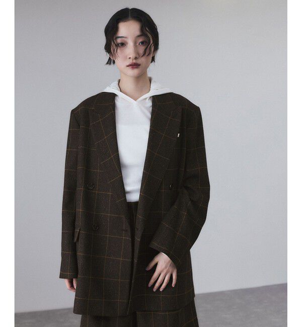 ADAM ET ROPE'「ダブルブレストツイード＆チェックジャケット」|テーラードジャケット|