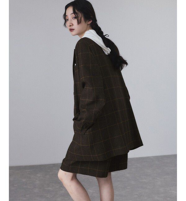 ADAM ET ROPE'「ダブルブレストツイード＆チェックジャケット」|テーラードジャケット|