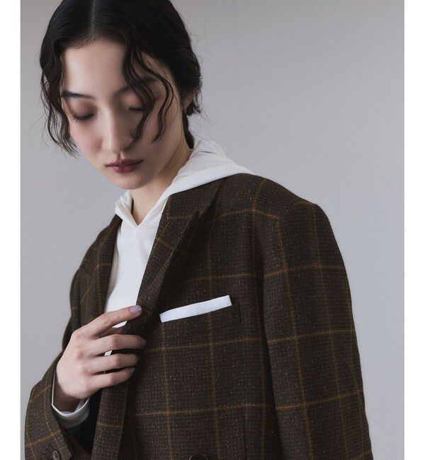 ADAM ET ROPE'「ダブルブレストツイード＆チェックジャケット」|テーラードジャケット|