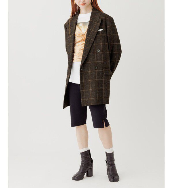 ADAM ET ROPE'「ダブルブレストツイード＆チェックジャケット」|テーラードジャケット|