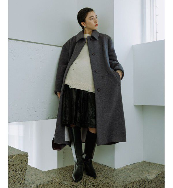 ADAM ET ROPE'「【WEB限定】ベルテッドオーバーサイズロングコート」|ステンカラーコート|