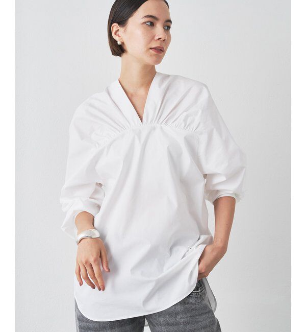  「Vネックギャザーブラウス」|シャツ・ブラウス|