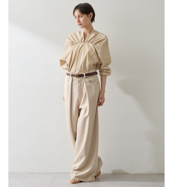  「Vネックギャザーブラウス」|シャツ・ブラウス|