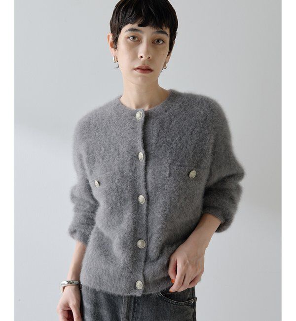  「ファーボタンジャケット」|ニット・セーター|