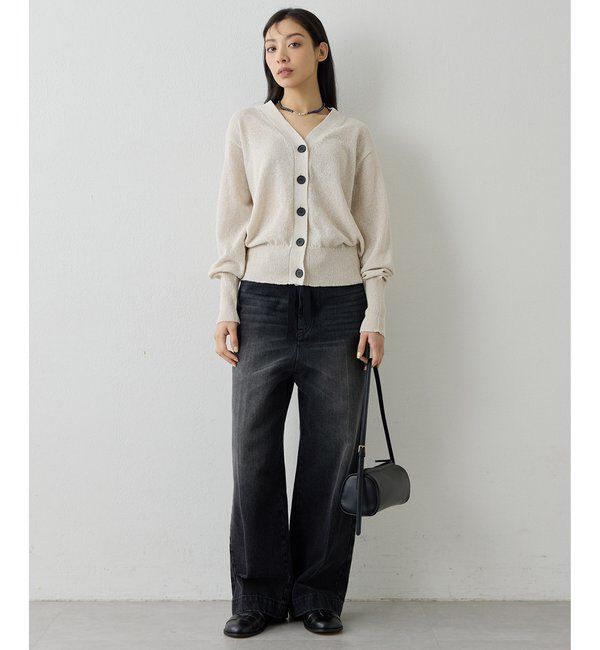  「Vネックペーパーヤーンカーディガン」|ニット・セーター|