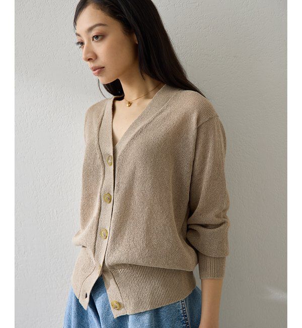  「Vネックペーパーヤーンカーディガン」|ニット・セーター|