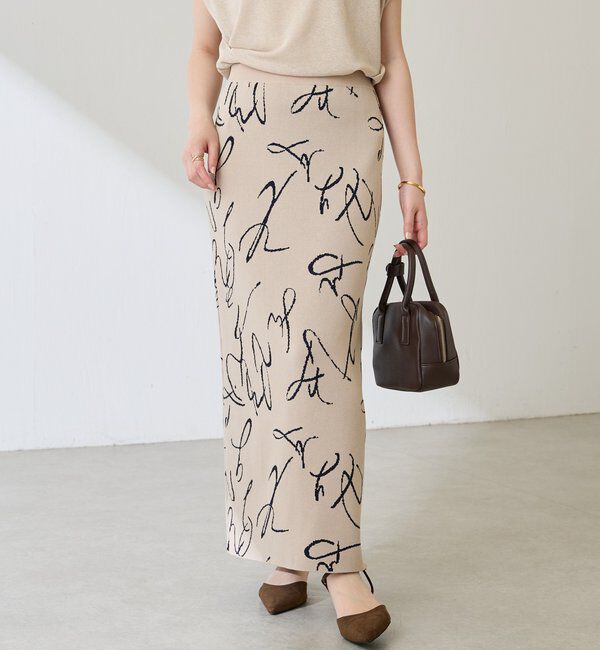  「【前後2WAY】センターボタンニットスカート」|スカート|ベージュ