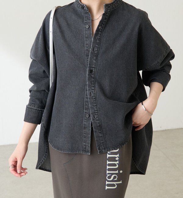  「Q.anos デニムシャツジャケット」|シャツ・ブラウス|ブラック