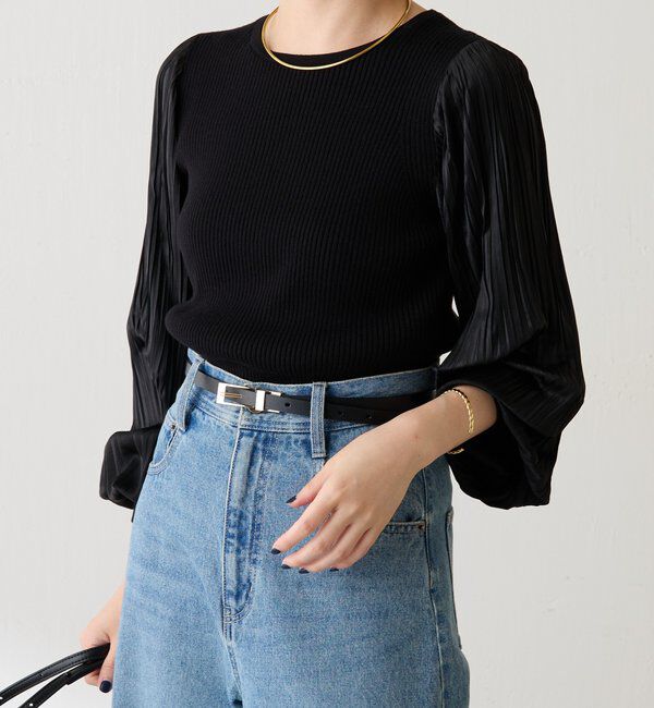  「袖プリーツコンパクトニット」|ニット・セーター|