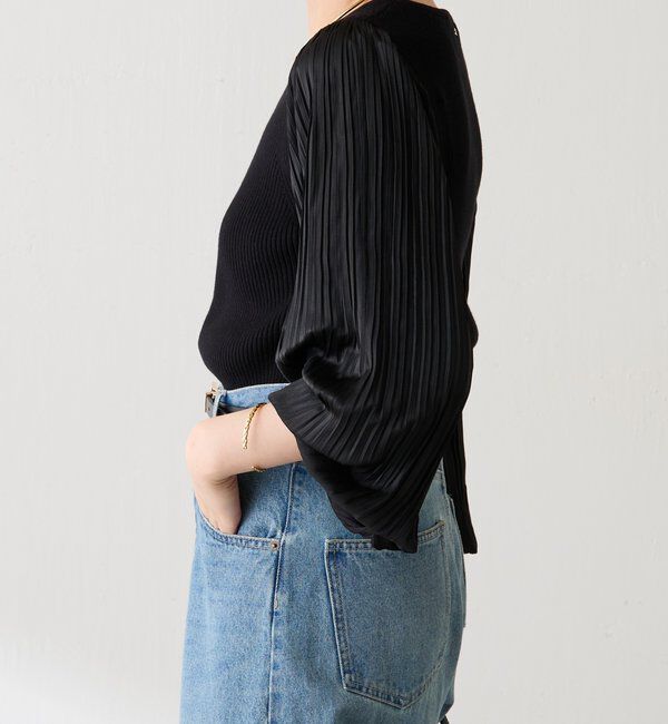 「袖プリーツコンパクトニット」|ニット・セーター|