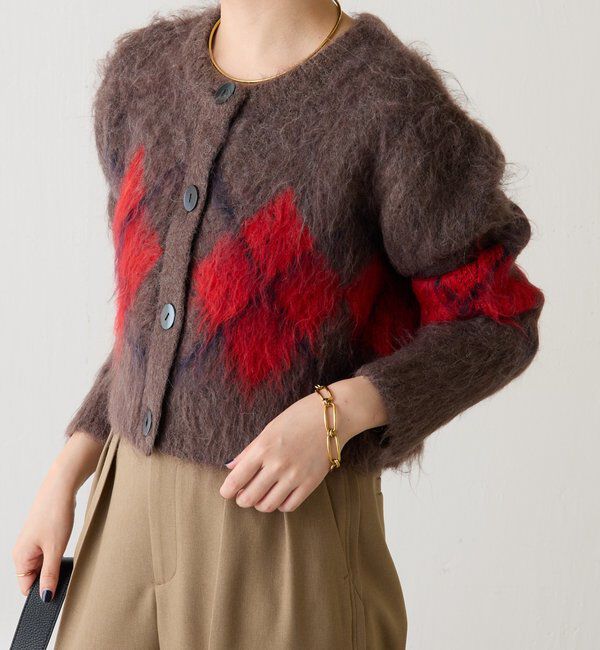  「	アーガイルシャギーカーディガン」|ニット・セーター|