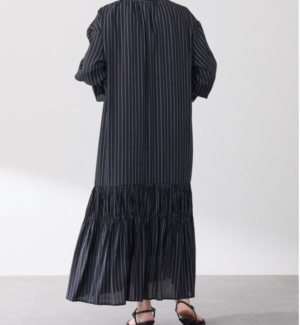 「袖シアーツイルストライプワンピース」|ワンピース|