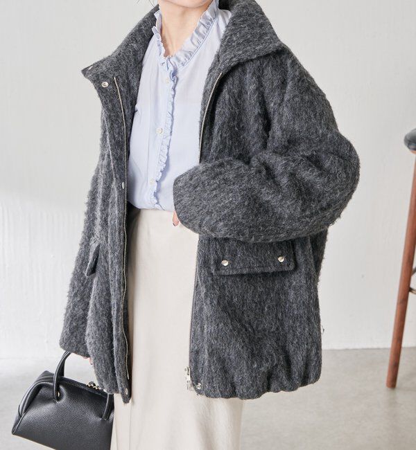  「シャギースタンドコート」|その他|チャコールグレー