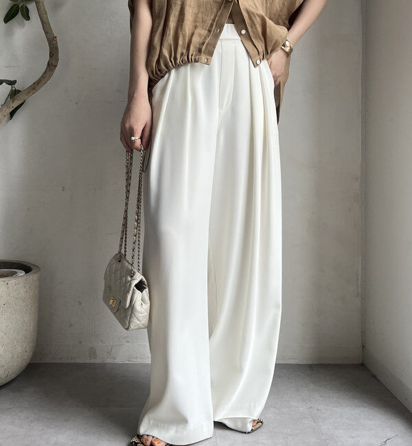  「【累計販売数3万枚突破/22色４サイズ展開！】タックワイドパンツ」|チノ|