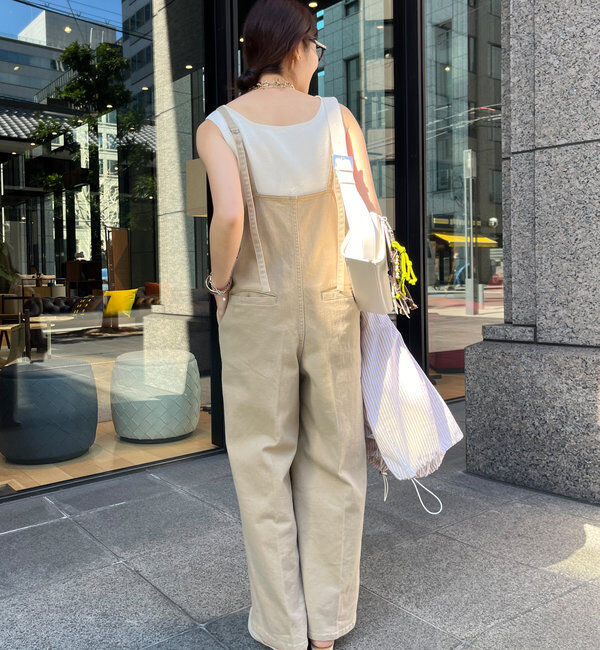  「細紐デニムフロントジップサロペット」|ワンピース|