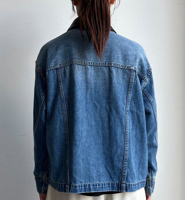  「【襟の取り外しが可能！】レザーカラーデニムジャケット」|ブルゾン・スタジャン|