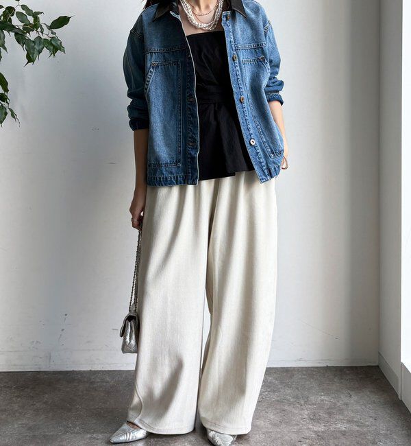  「【襟の取り外しが可能！】レザーカラーデニムジャケット」|ブルゾン・スタジャン|