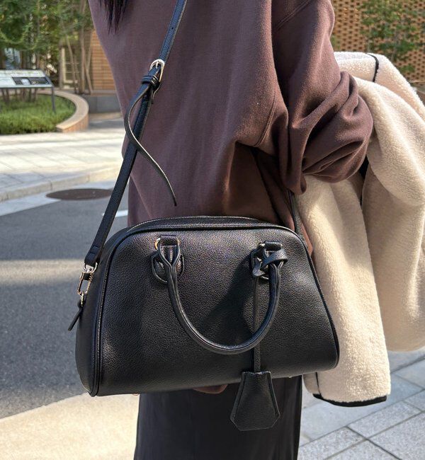  「シボフェイクレザーボストンバッグ」|トートバッグ|