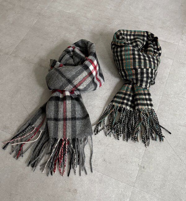  「リサイクルウールチェックマフラー」|マフラー|