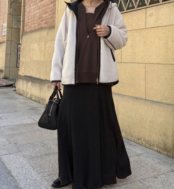  「ボア配色フーディーコート」|その他|