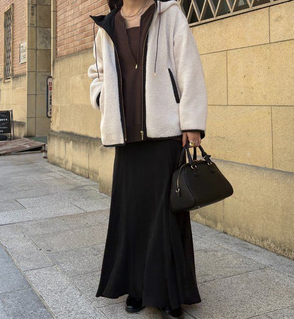  「ボア配色フーディーコート」|その他|