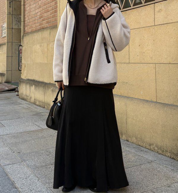  「ボア配色フーディーコート」|その他|