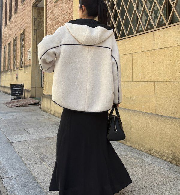  「ボア配色フーディーコート」|その他|