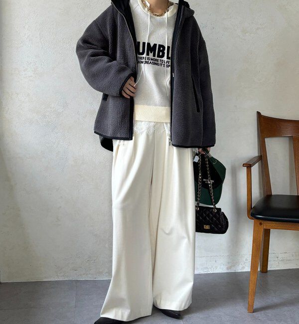  「ボア配色フーディーコート」|その他|